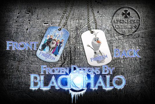 Disneys Frozen Double Sided Metal Pendant With Metal Ball Chain Necklace (Dog Tag) - Black Halo Design
 - 1