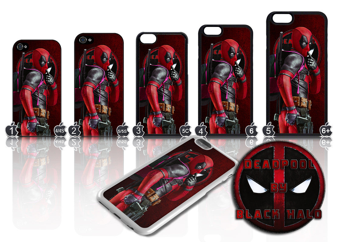 NEW Deadpool Case/Cover for choice of Apple iPhone 4-6s Plus - Black Halo Design
