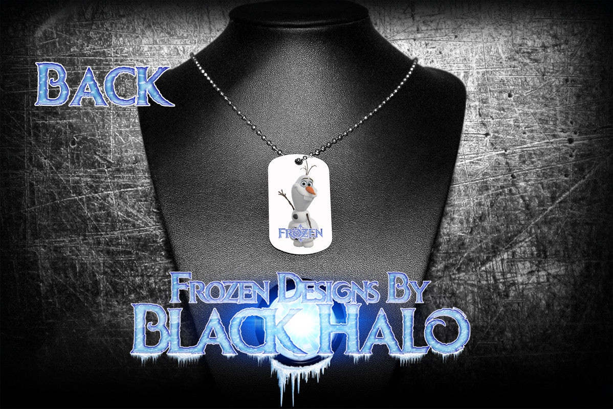 Disneys Frozen Double Sided Metal Pendant With Metal Ball Chain Necklace (Dog Tag) - Black Halo Design
 - 3