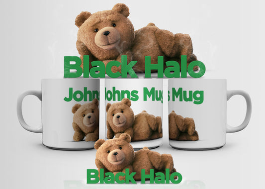 Ted (Name's) Mug Personalised 10oz Ceramic Mug #2 - Black Halo Design
