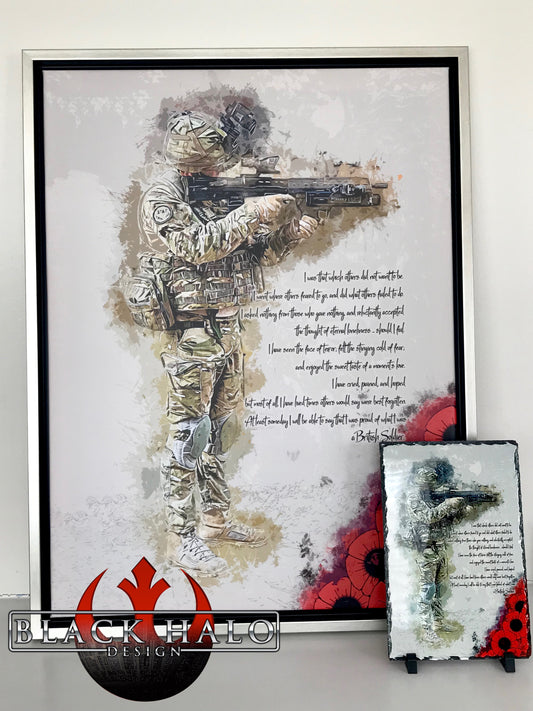 A British Soldier Poem: Poppy Canvas with floating shadow frame