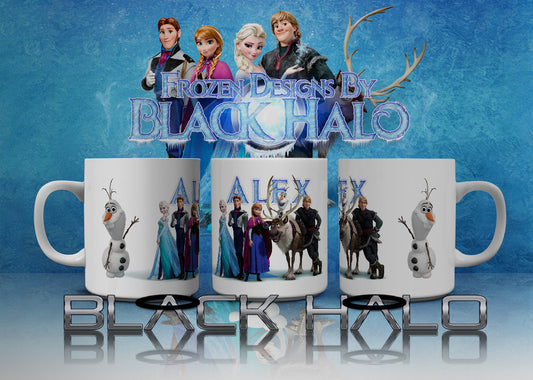 Frozen Personalised 10oz Ceramic Mug #1 - Black Halo Design
