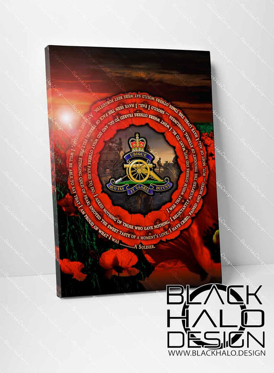 Royal Regiment of Artillery: A Soldiers Poem Remembrance Box Framed Canvas (Choice of Sizes)