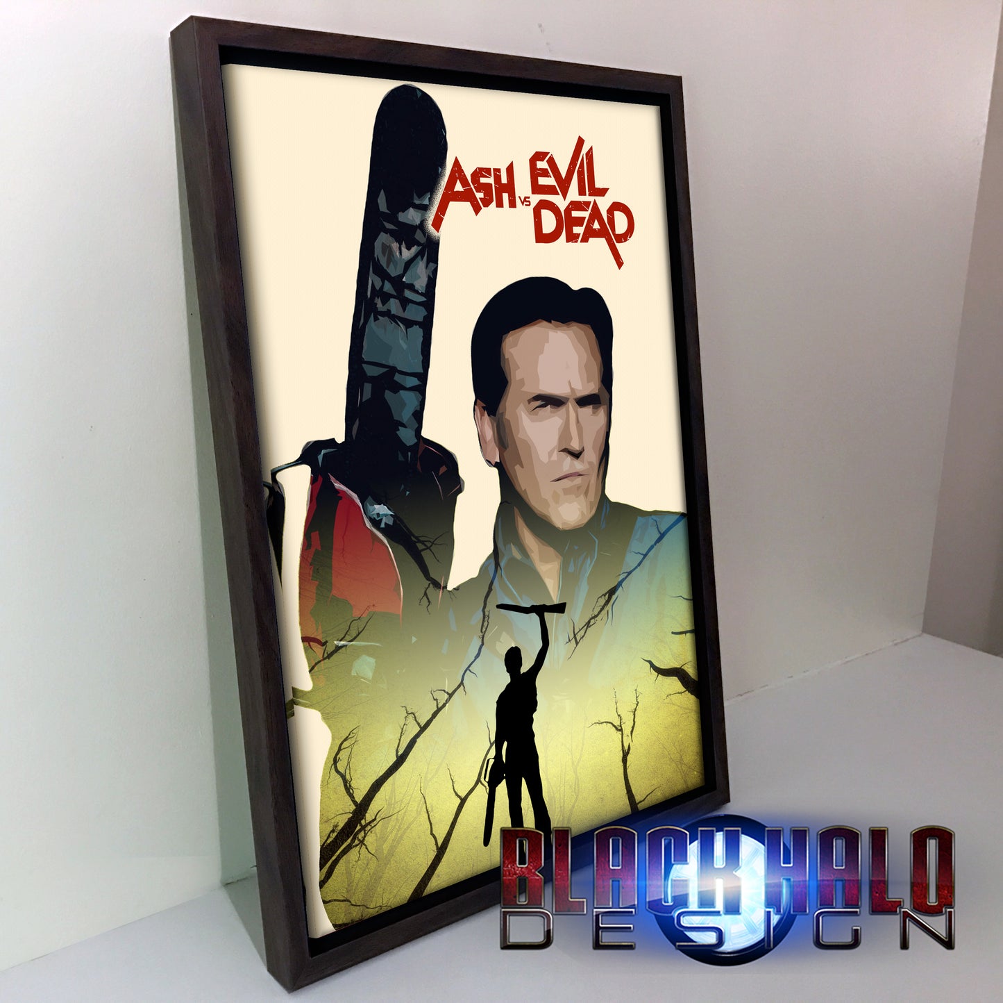 Ash VS Evil Dead Double Exposure Canvas with floating shadow frame in choice of sizes