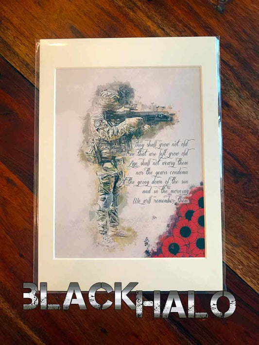 We Will Remember Them original artwork print in bespoke A4 picture frame mount