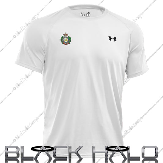 Royal Engineers Men's Under Armour UA Tech™ Short Sleeve T-Shirt (White) - Black Halo Design
