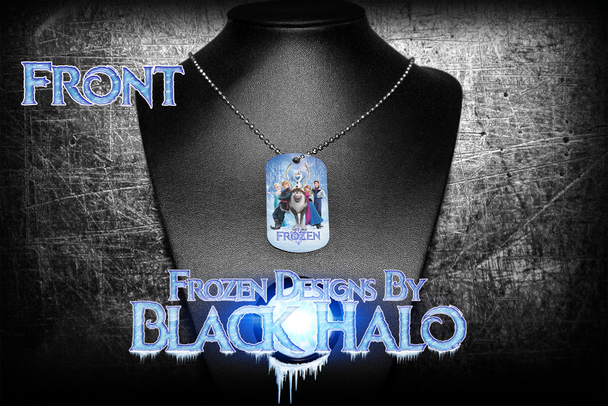 Disneys Frozen Double Sided Metal Pendant With Metal Ball Chain Necklace (Dog Tag) - Black Halo Design
 - 2