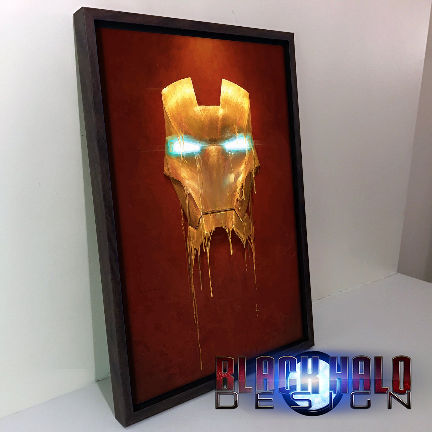 Molten Iron Man Art Print Canvas with floating shadow frame
