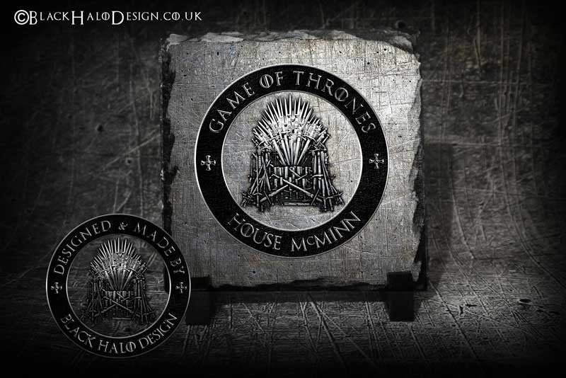 Personalised Game of Thrones Rock Slates - Black Halo Design
