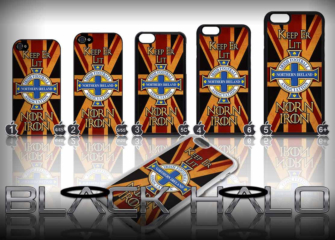 Northern Ireland: Norn Iron: Keep Er Lit: Union Jack Case/Cover for choice of Apple iPhone 4-6s Plus :#1 - Black Halo Design
 - 1
