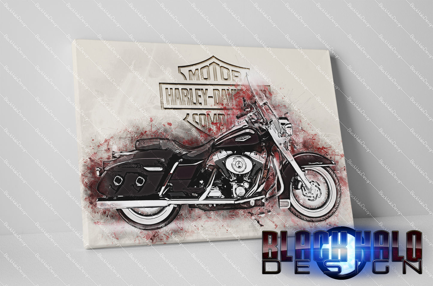 Harley Davidson Artwork on Timber Framed Canvas (Choice of Sizes)
