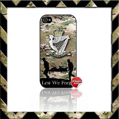 ★ THE ROYAL IRISH RANGERS RIR SHELL/CASE/COVER FOR APPLE IPHONE 4/4S CAMO#5 - Black Halo Design
