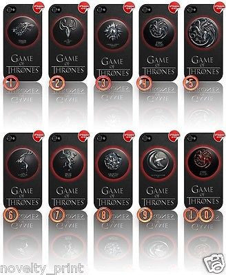 ★ NEW GAME OF THRONES ★ APPLE IPHONE 4/4S MOBILE PHONE HARD CASE COVER (HOUSES)  - Black Halo Design
 - 1