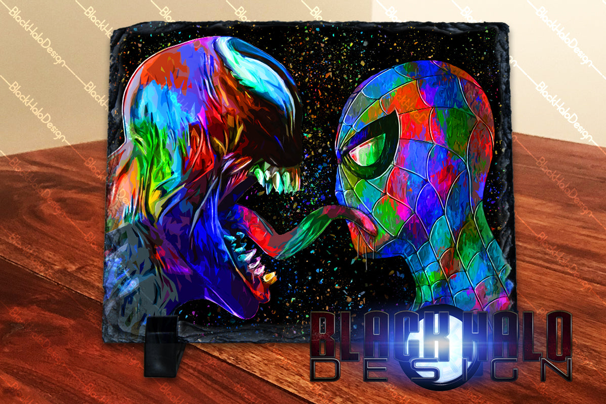 NEW: Venom & Spiderman Artwork on Natural Rock Slate in choice of sizes