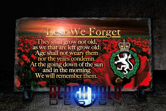 The Woman's Royal Army Corps: Lest We Forget Natural Rock Slate (120mm x 220mm) #POPPY - Black Halo Design
