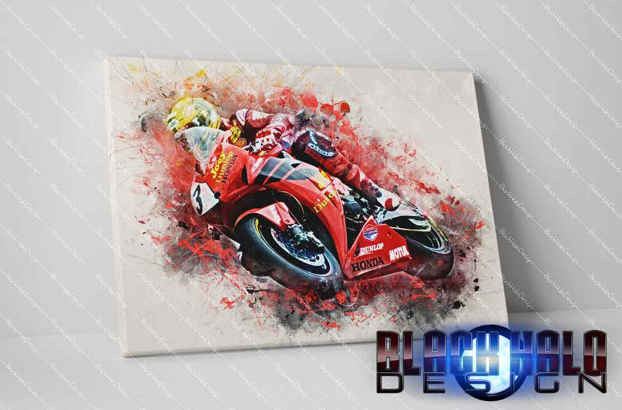 Joey Dunlop Timber Framed Canvas in choice of sizes