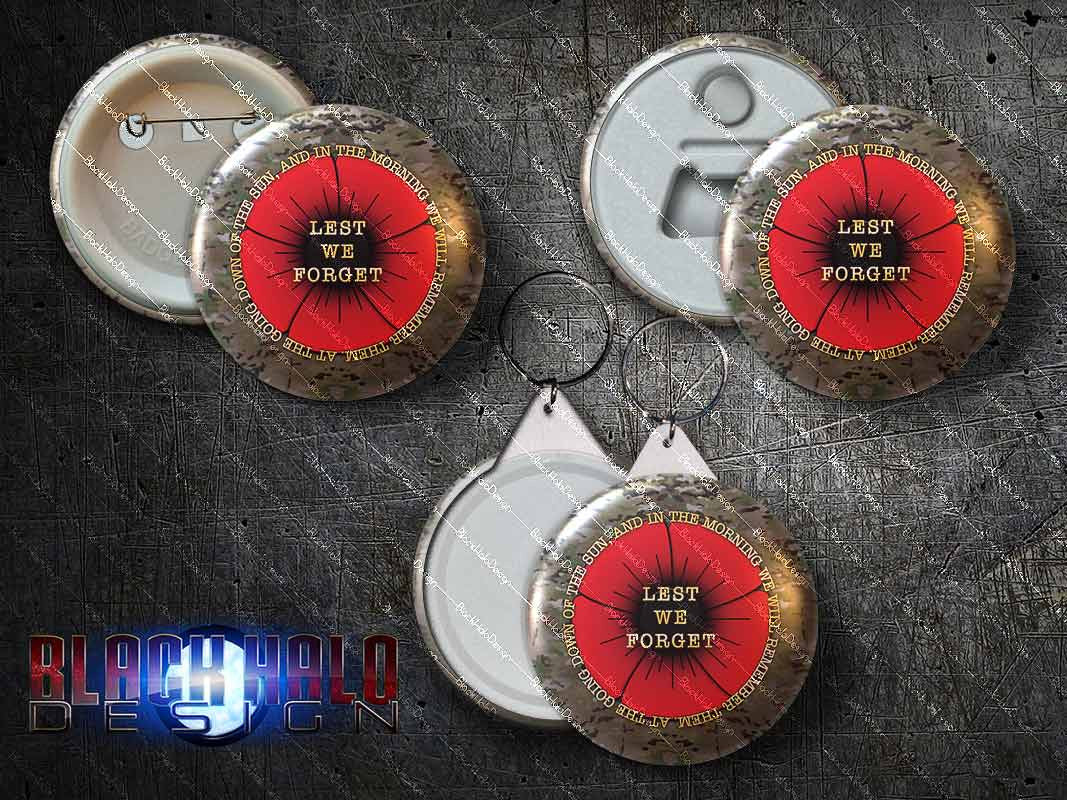 Lest We Forget: Poppy Large 58mm Metal Pin Badge, Bottle Opener Magnet or Keyring (Somme)