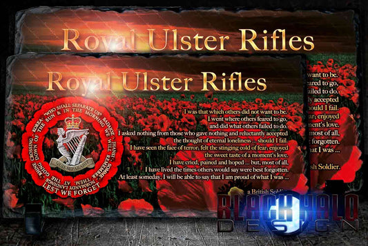 Royal Ulster Rifles: Lest We Forget Natural Rock Slate #POPPY
