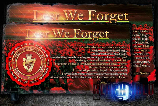 Ulster Defence Regiment (UDR): Lest We Forget Natural Rock Slate (120mm x 220mm) #POPPY